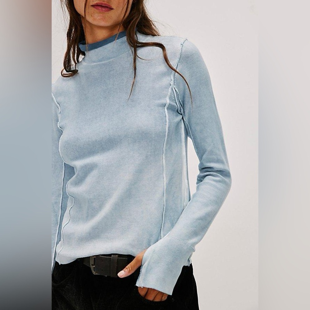 Free People Women's Blue We The Free Robbie Turtleneck Sweater sz Small